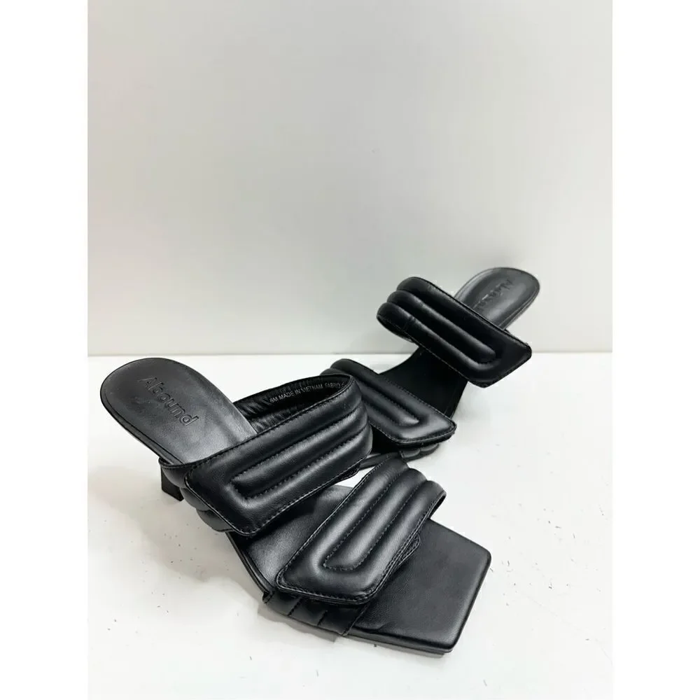 Abound Sandals Size 6 Black Qarly Open‎ Square Toe Slip On Heels